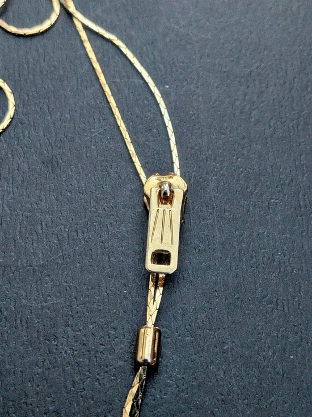 Rare Vintage Gold Zipper Lariat Necklace 70s 80s